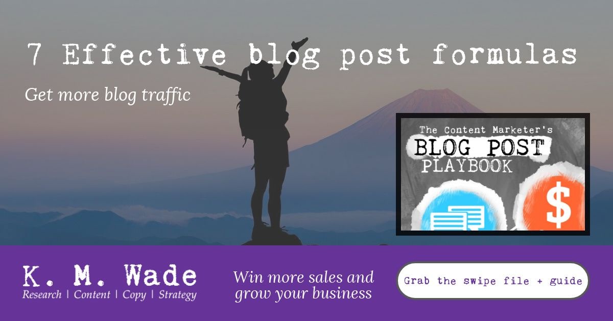7 Effective blog post formulas to help you get more blog traffic, win more sales and grow your business. Grace the swipe file and guide