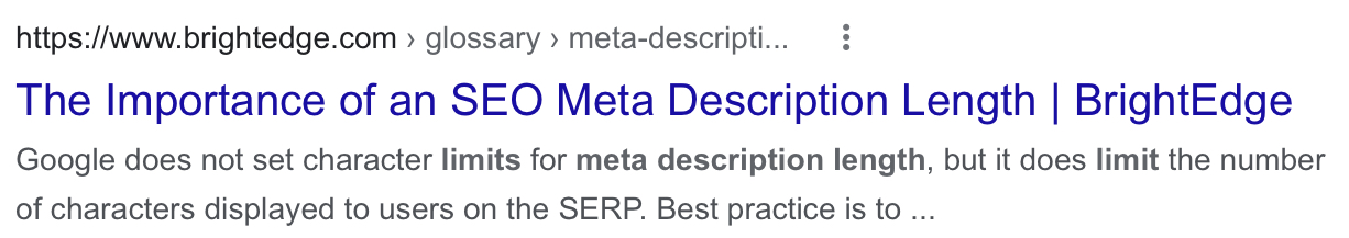 Overly long meta descriptions are truncated so part of the message is lost and they become less compelling.