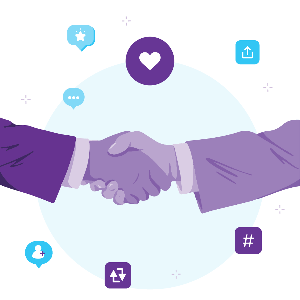 Shaking hands illustration that signifies teaming up or collaborating with influencers