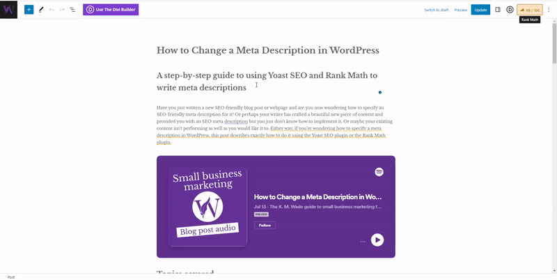 How to change a meta description in WordPress - Rank Math.
