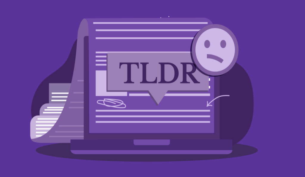 a blog post with a speech bubble that says TLDR.